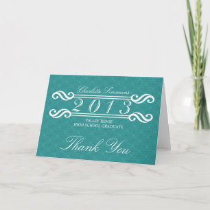 Cartões de agradecimentos do Formando Teal Vintage