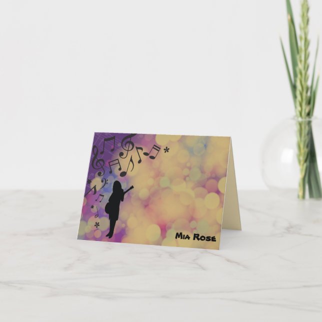 Cartões de agradecimentos do Guitar GirlBat Mitzva (Frente)