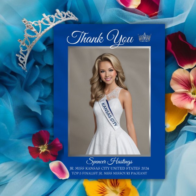 Cartões de agradecimentos do Pageant Essentials (Show your appreciation to supporters with a custom pageant thank you card featuring your photo)