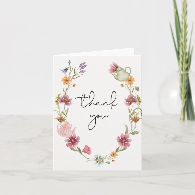 Cartões de agradecimentos do Partido Chá de Flor S (Frente)