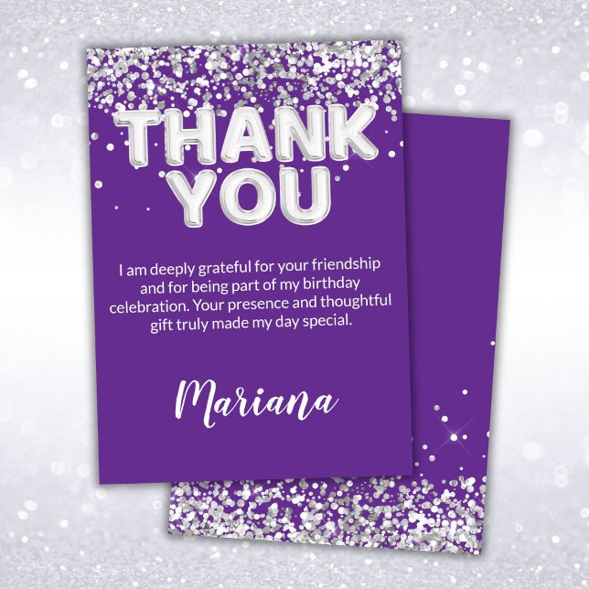 Cartões de agradecimentos do Partido Roxo e Prata (Criador carregado)