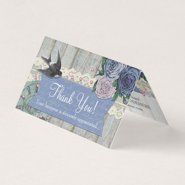 Cartões de agradecimentos do Shabby de Cobalto da  (Frente)