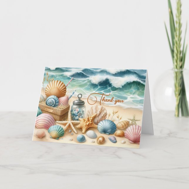 Cartões de agradecimentos dobrado à beira-mar (Frente)