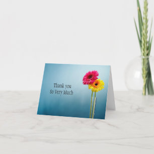 Cartões de agradecimentos Dobrado Azul com flores