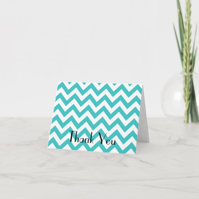Cartões de agradecimentos Dobrado Chevron Teal (Frente)
