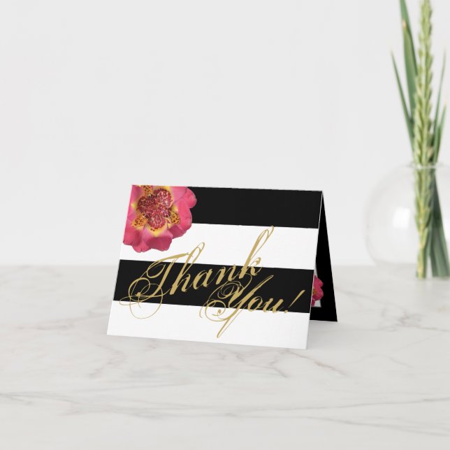 Cartões de agradecimentos Dobrado Modern Stripe Pr (Frente)