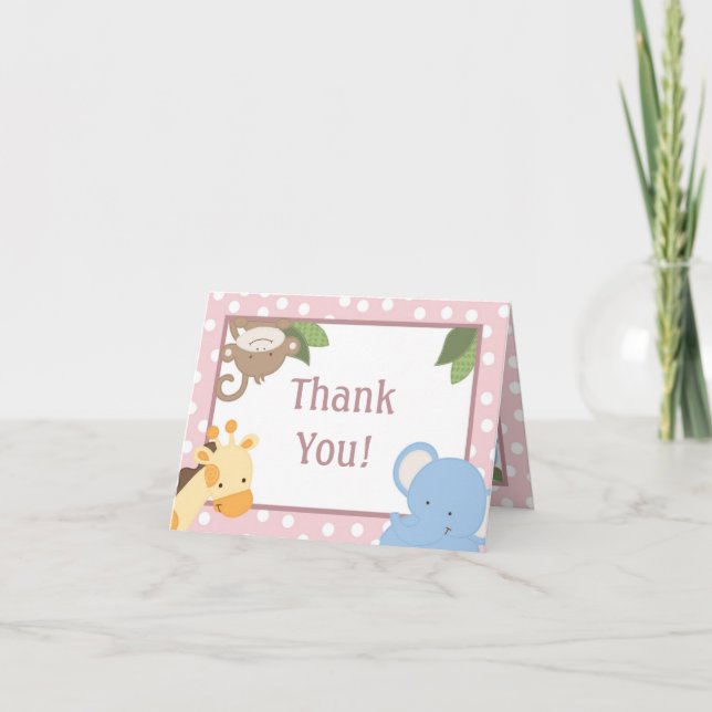 Cartões de agradecimentos Dobrado Safari Selva Ani (Frente)
