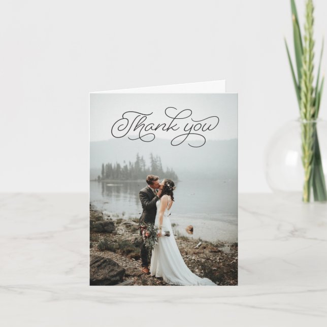 Cartões de agradecimentos dobrado - Script preto (Frente)