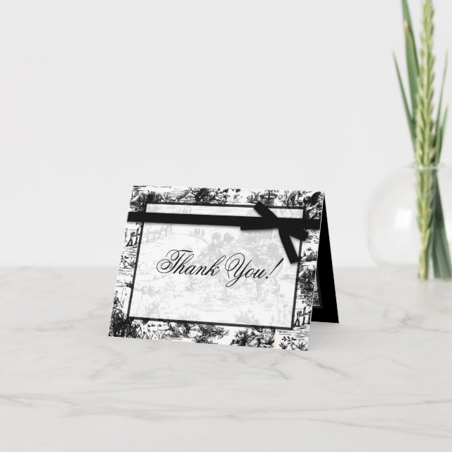 Cartões de agradecimentos dobrado Tecido branco pr (Frente)