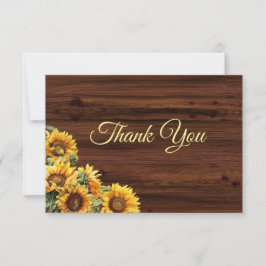 Cartões de agradecimentos Dourado de girassóis