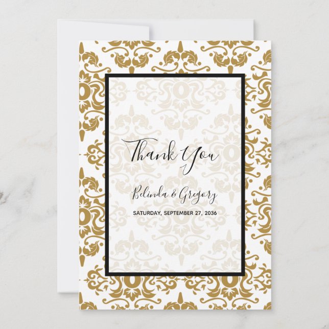Cartões de agradecimentos Dourado Elegante (Verso)