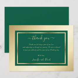 Cartões de agradecimentos Dourado Emerald Green do