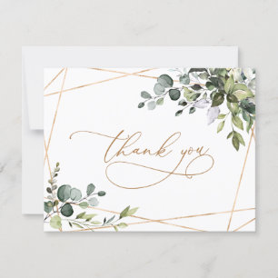 Cartões de agradecimentos Dourado Eucalyptus Green