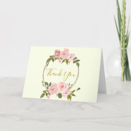 Cartões de agradecimentos Dourado Floral Cor-de-ro