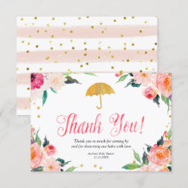 Cartões de agradecimentos Dourado Floral de abril