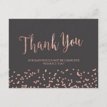 Cartões de agradecimentos Dourados cor-de-rosa