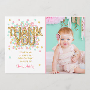 Cartões de agradecimentos Dourados do aniversári