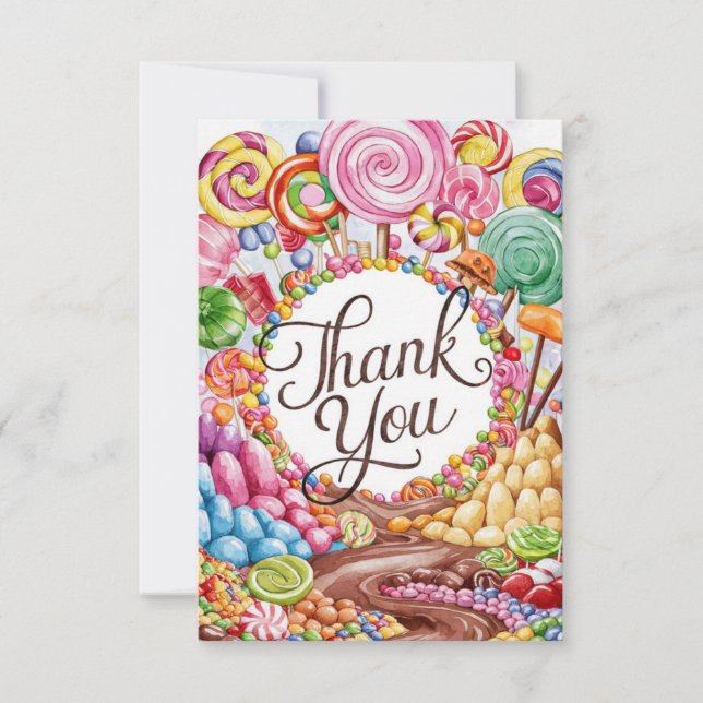 Cartões de agradecimentos editável Boho Candyland (Frente)