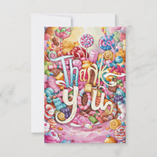 Cartões de agradecimentos editável Boho Candyland