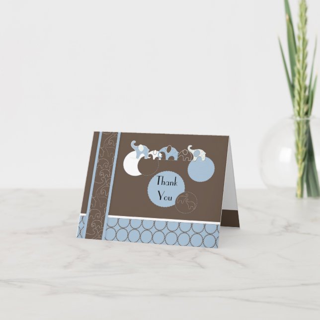 Cartões de agradecimentos Elefante Azul (Frente)