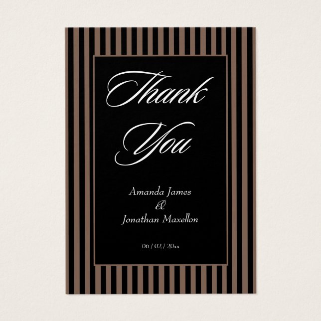 Cartões de agradecimentos Elegante Black and Brown (Frente)