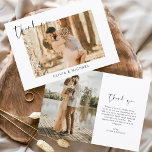 Cartões de agradecimentos Elegante De Casamento De<br><div class="desc">Apresentando nosso Cartões de agradecimentos Simples de Casamento de Fotos do Script Moderno: Eleve sua gratidão com nossos cartões elegantes de agradecimento com o roteiro moderno e sua foto favorita de casamento. Essas cartas oferecem um na moda e design minimalista que complementa perfeitamente qualquer estética de casamento. Personalize-os com uma...</div>