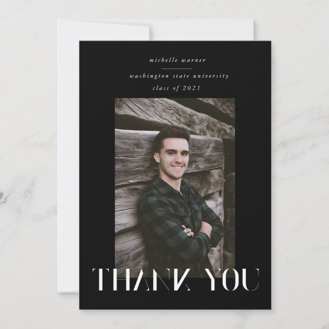 cartões de agradecimentos elegante de graduação de (Frente)