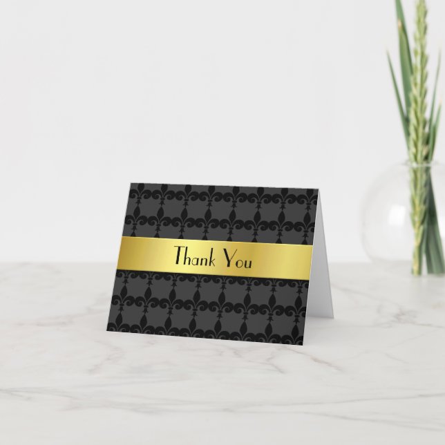 Cartões de agradecimentos Elegante Fleur Di Lys (Frente)