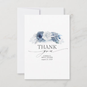 Cartões de agradecimentos Elegante Floral Azul