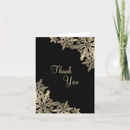 Cartões de agradecimentos Elegante Preto e Dourado