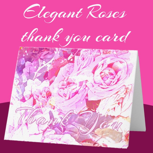 Cartões de agradecimentos Elegante Romântico (Romantic Rose Blooms thank you card)