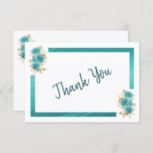 Cartões de agradecimentos Elegante Rosa de Teal e