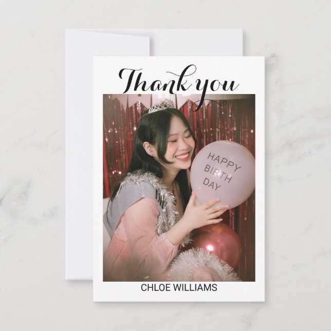 Cartões de agradecimentos festa de aniversário (Frente)