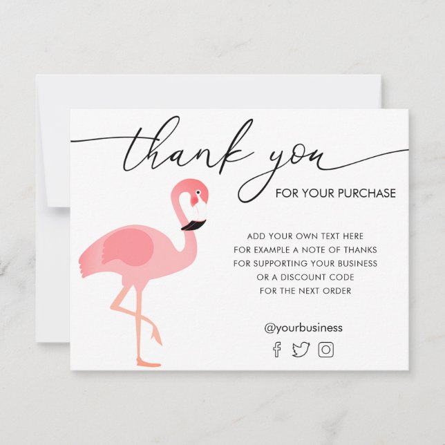 cartões de agradecimentos flamingo (Frente)