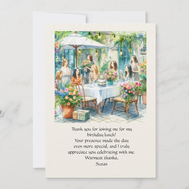 Cartões de agradecimentos Flat de Almoço de Aniver (Frente)