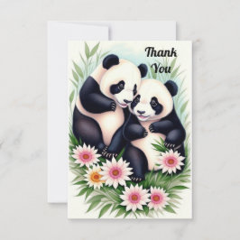 Cartões de agradecimentos Flat de Casal de Panda