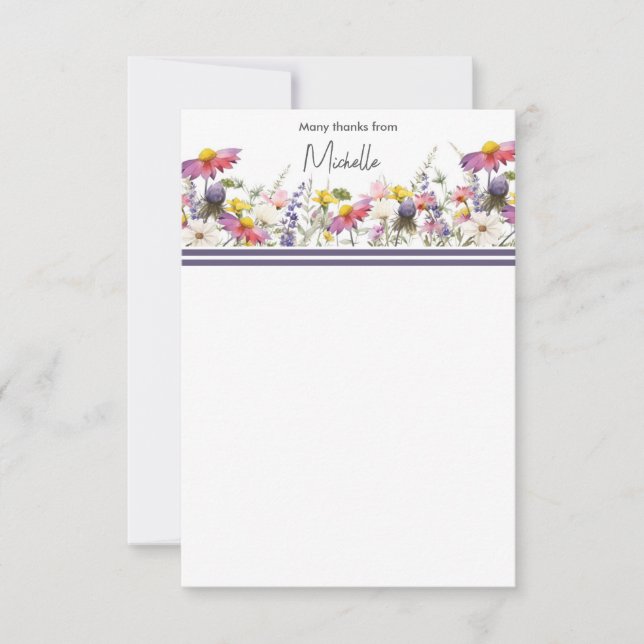 Cartões de agradecimentos Flat de Flores Selvagens (Frente)