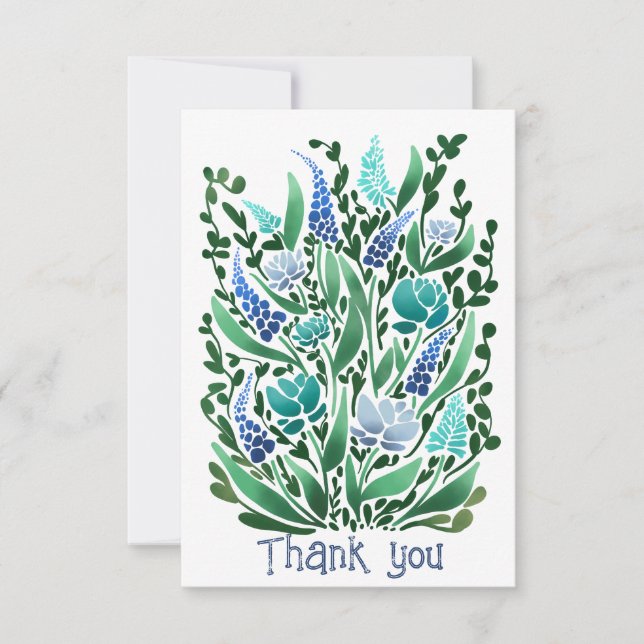 Cartões de agradecimentos Flat Floral Calm Abstrat (Frente)