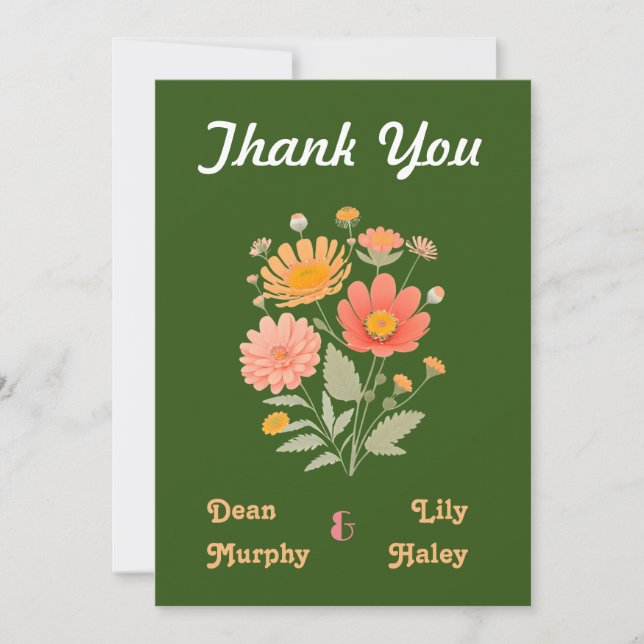 Cartões de agradecimentos Flat Floral Retro Vibran (Frente)