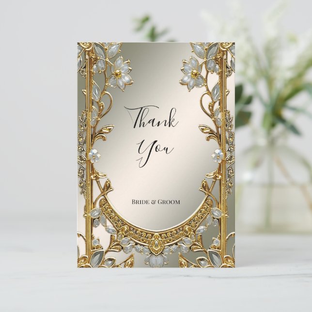 Cartões de agradecimentos flexível branco do Ornam (Em pé/Frente)