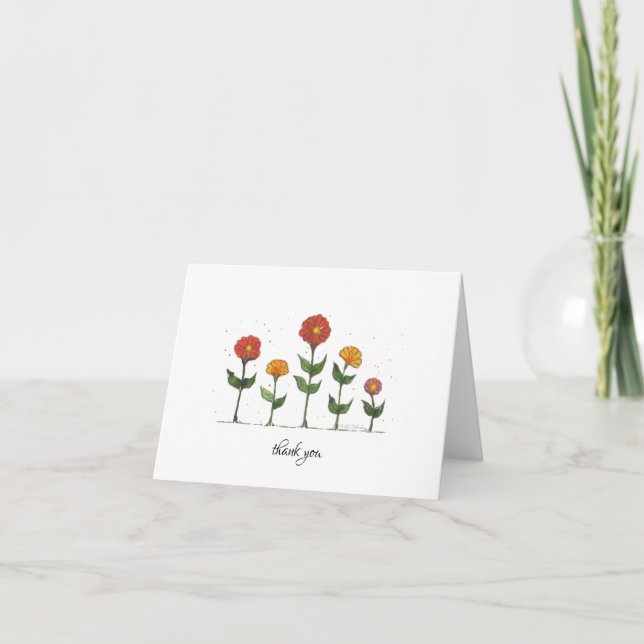 Cartões de agradecimentos - Flor Zinnia (Frente)