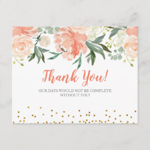 Cartões de agradecimentos florais chiques do ouro