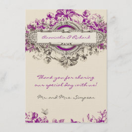 Cartões de agradecimentos florais do casamento do