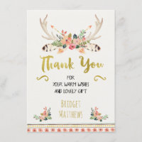 Cartões de agradecimentos florais tribais do chá