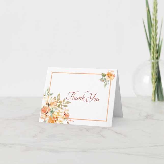 Cartões de agradecimentos floral amarelo e cor de  (Frente)