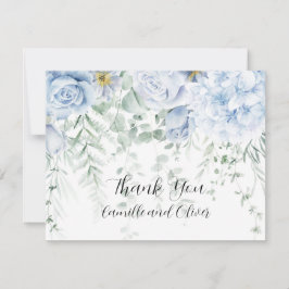 Cartões de agradecimentos Floral Azul-claro e Rosa