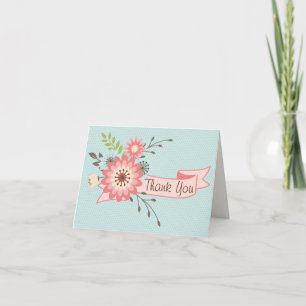 Cartões de agradecimentos Floral Azul e Coral bon