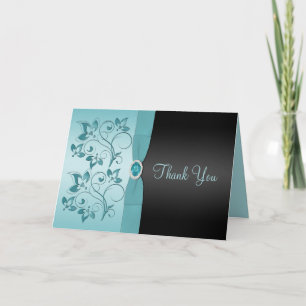 Cartões de agradecimentos Floral Azul e Negro