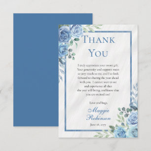 Cartões de agradecimentos Floral Azul Elegante