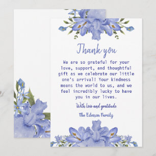 Cartões de agradecimentos Floral Azul Elegante